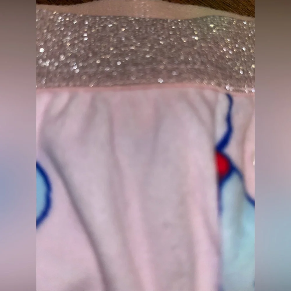 Care Bears Pink & Blue Ladies' Sleep Pants Sparkle Waistband Adorable Pajama